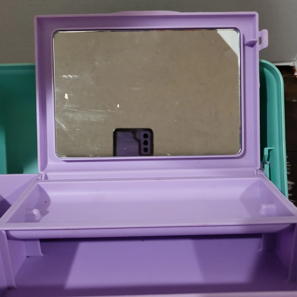 Vintage 90’s Caboodles of California Teal & Purple Makeup Box Case